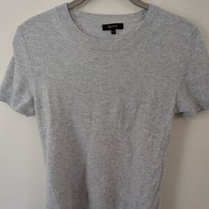 Quince Crew Neck Cashmere Cardigan M Heather Gray